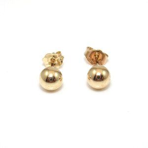 14K Yellow Gold Bead Ball Stud Earrings